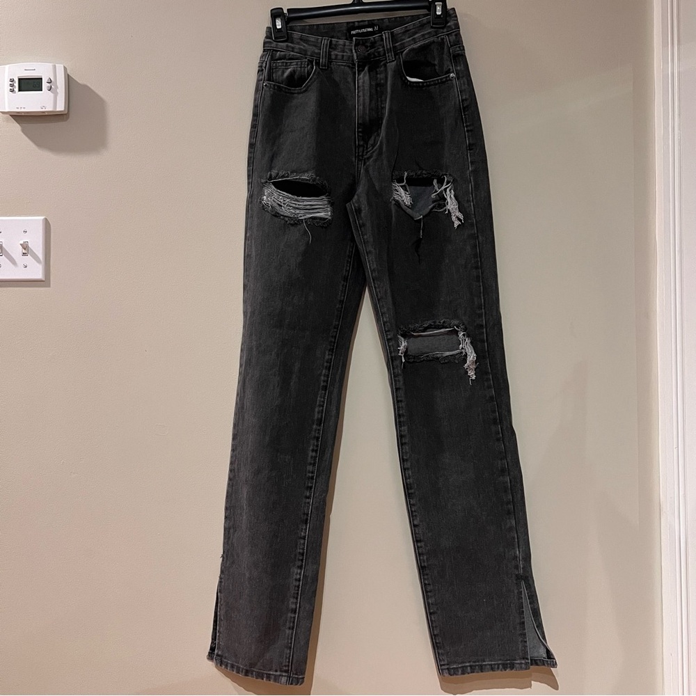 PrettyLittleThing Gray Straight Leg Jeans Size 0